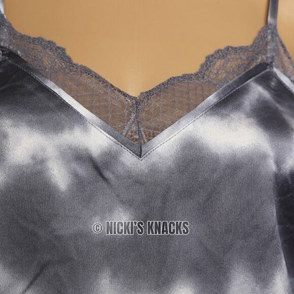 Abercrombie & Fitch Satin Tie Dye Bodysuit Gray White Cami Tank Top Size XS - Picture 3 of 12